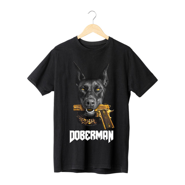 Doberman Sleek Vigilance Black T-Shirt